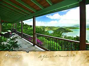 Mooncottage romantic villas wrapping veranda overlooking Virgin Island National Park